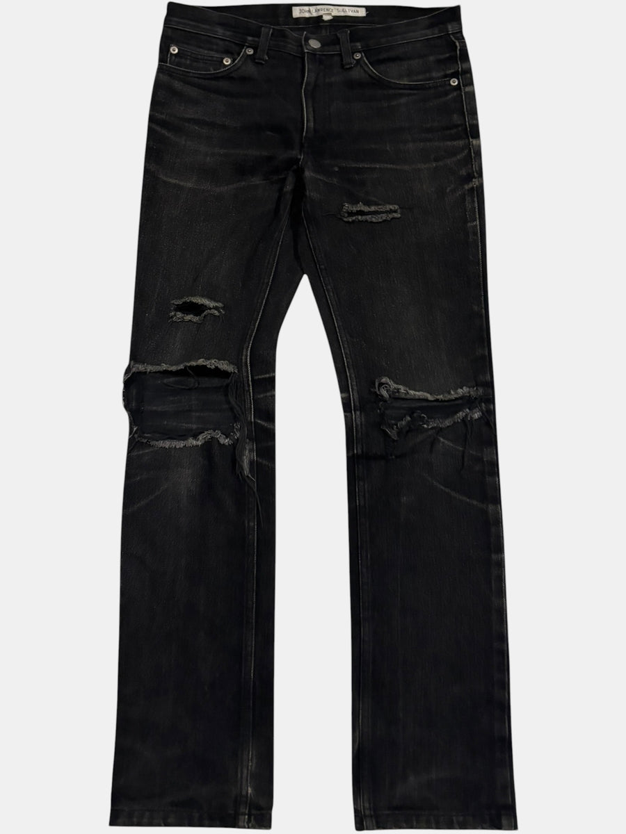 JOHN LAWRENCE SULLIVAN Distressed Black Denim Jeans