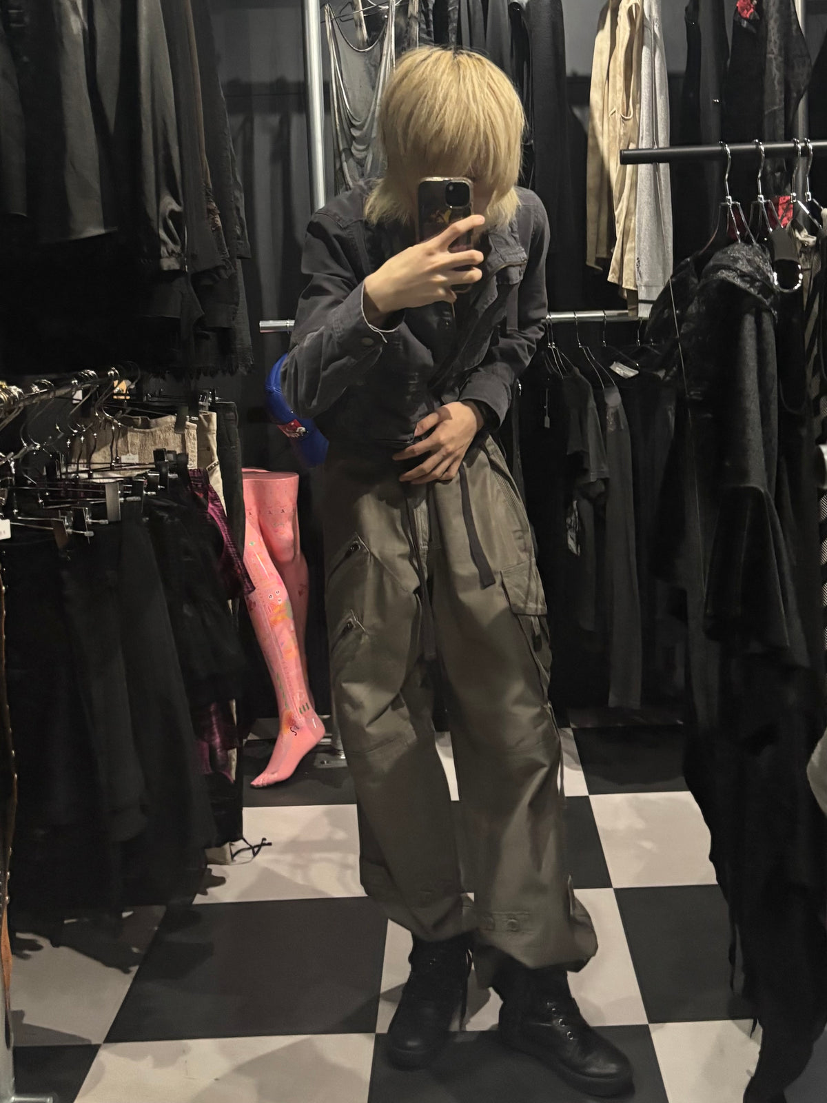 Y2K Faded Gimmick Jacket with High Neck