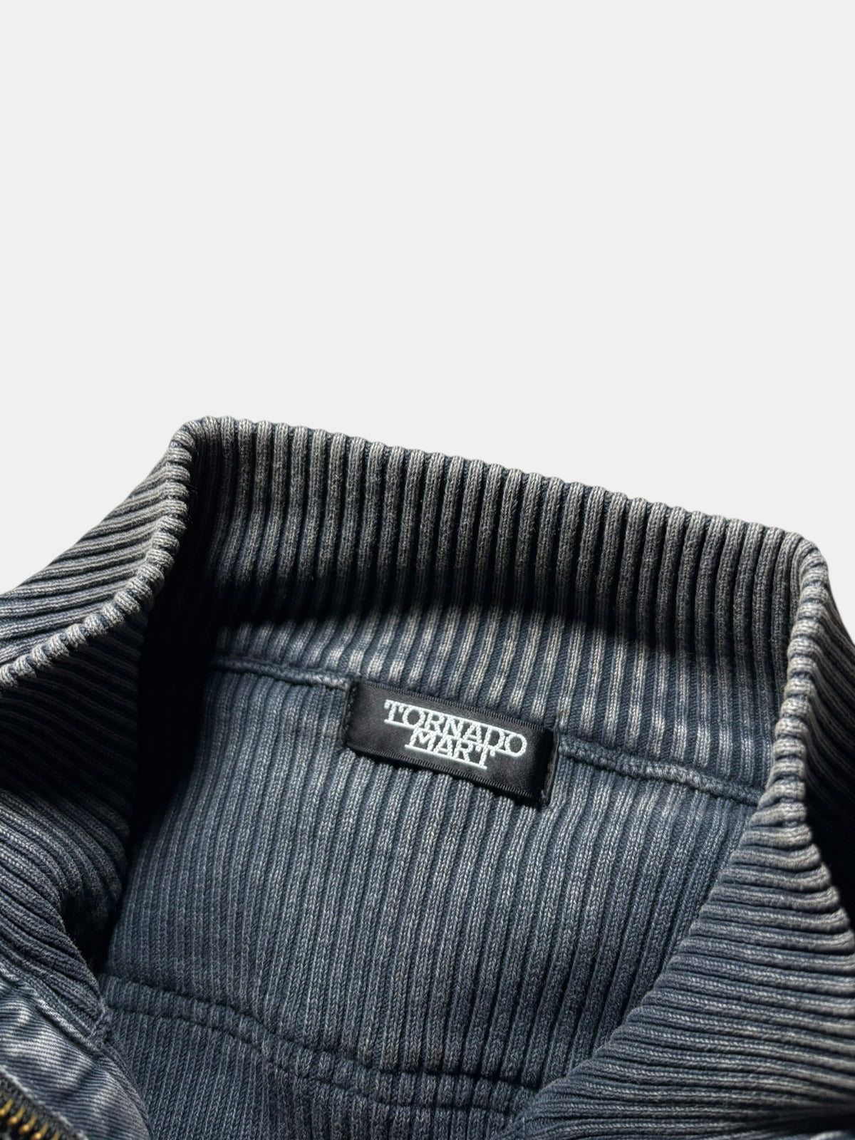 Shirred-Panel Rib Zip Cardigan