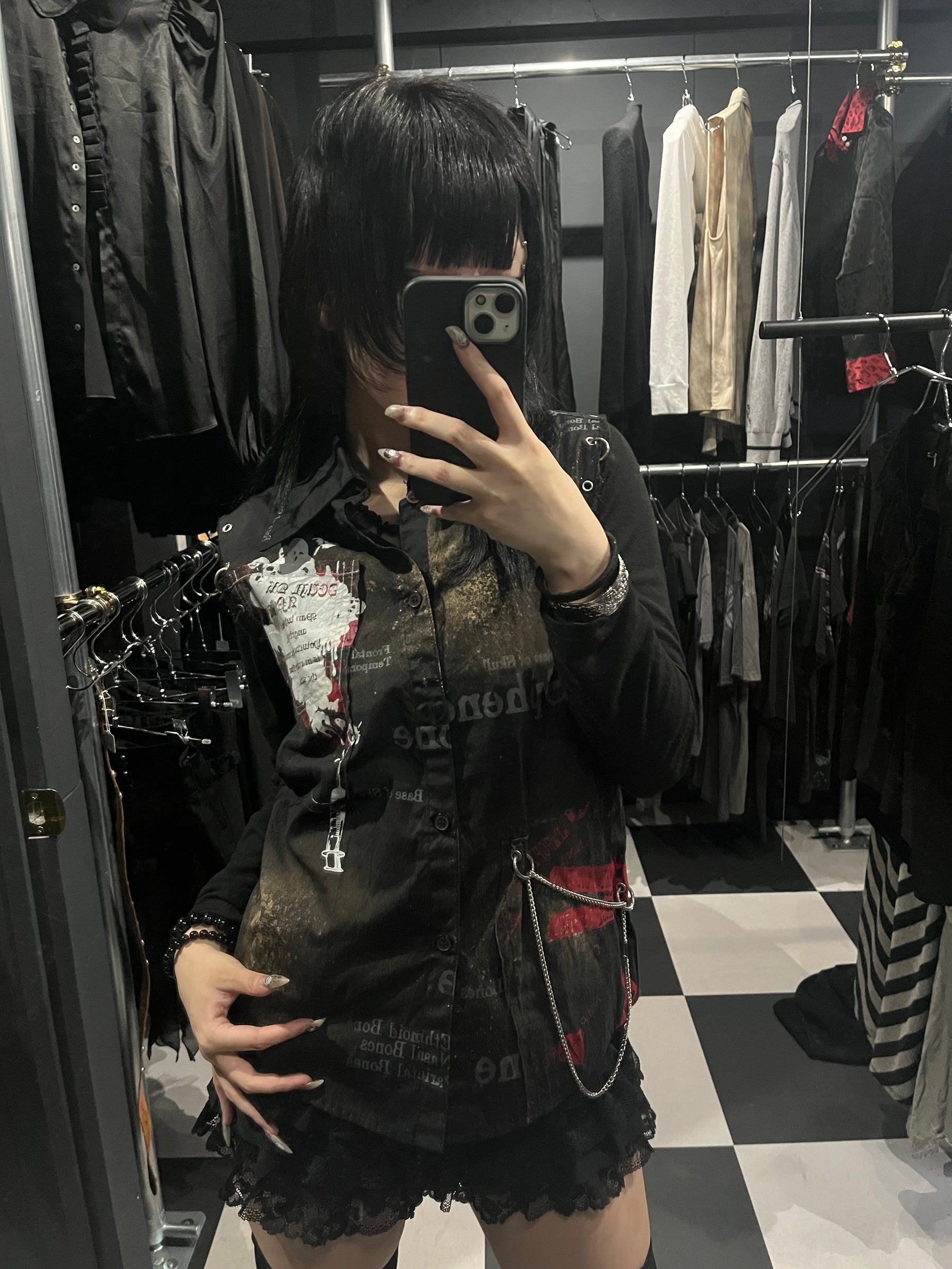 h.ANARCHY Bleached Bone-Graphic Ring Vest