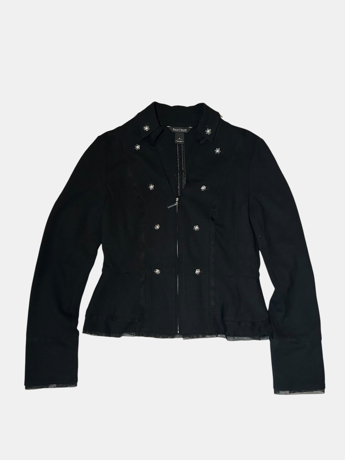 Rose-Button Peplum Jacket