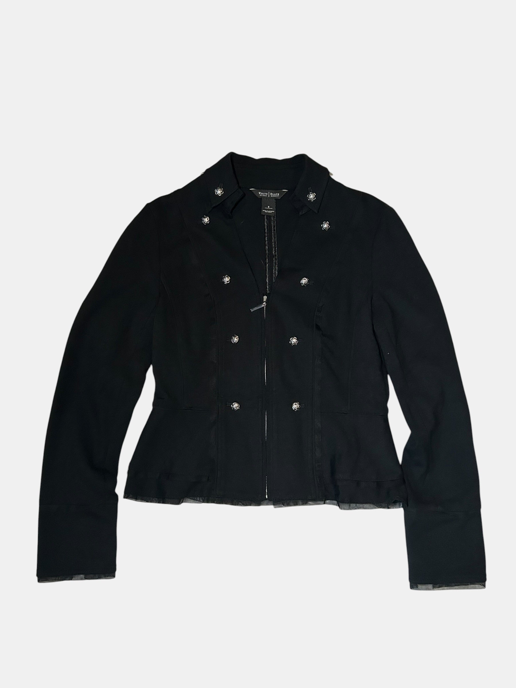 Rose-Button Peplum Jacket