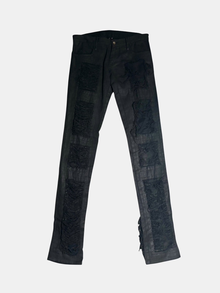 CHRISTIAN DADA Destroyed Coated Denim Pants