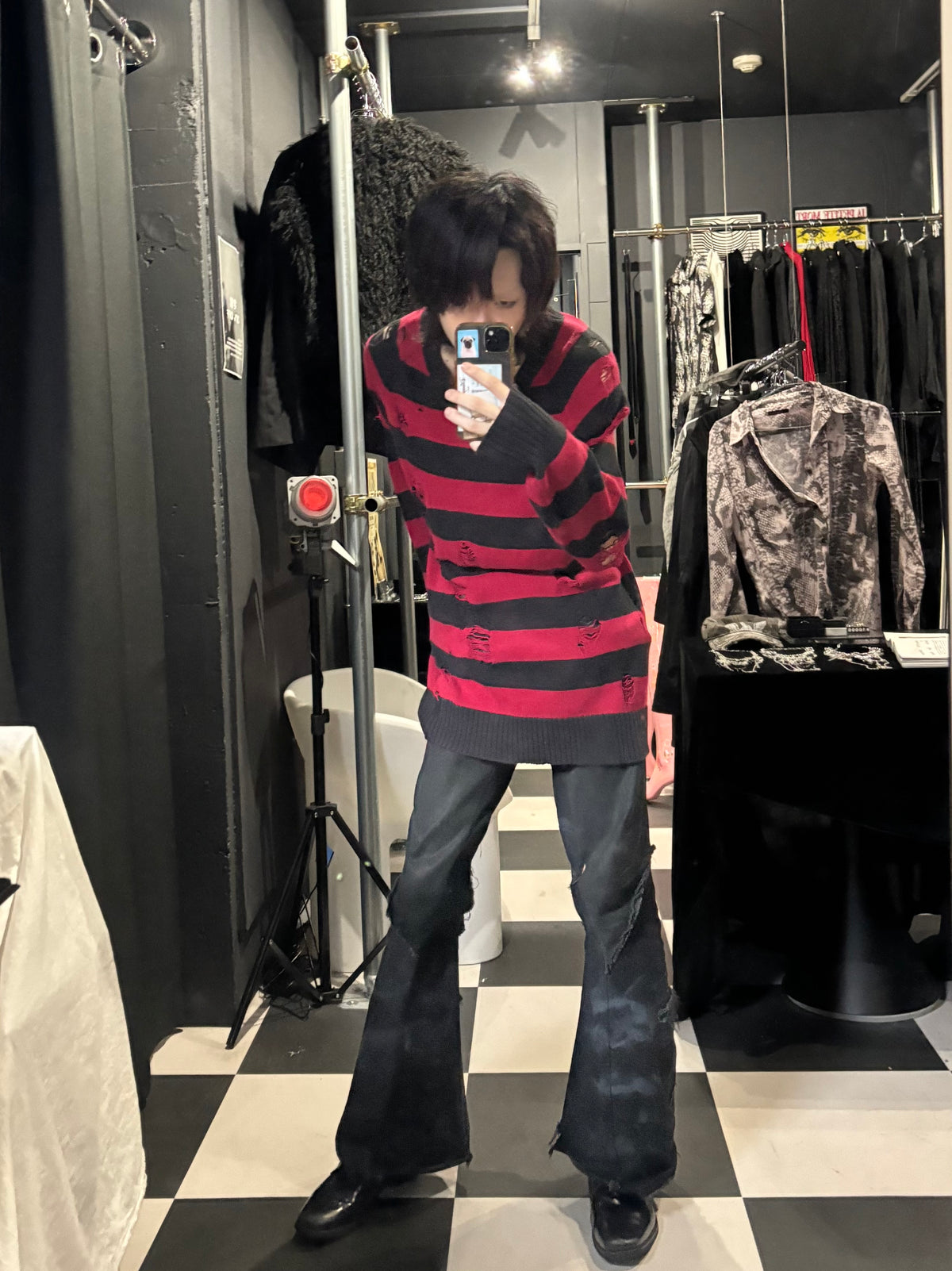 Distressed Striped Sweater