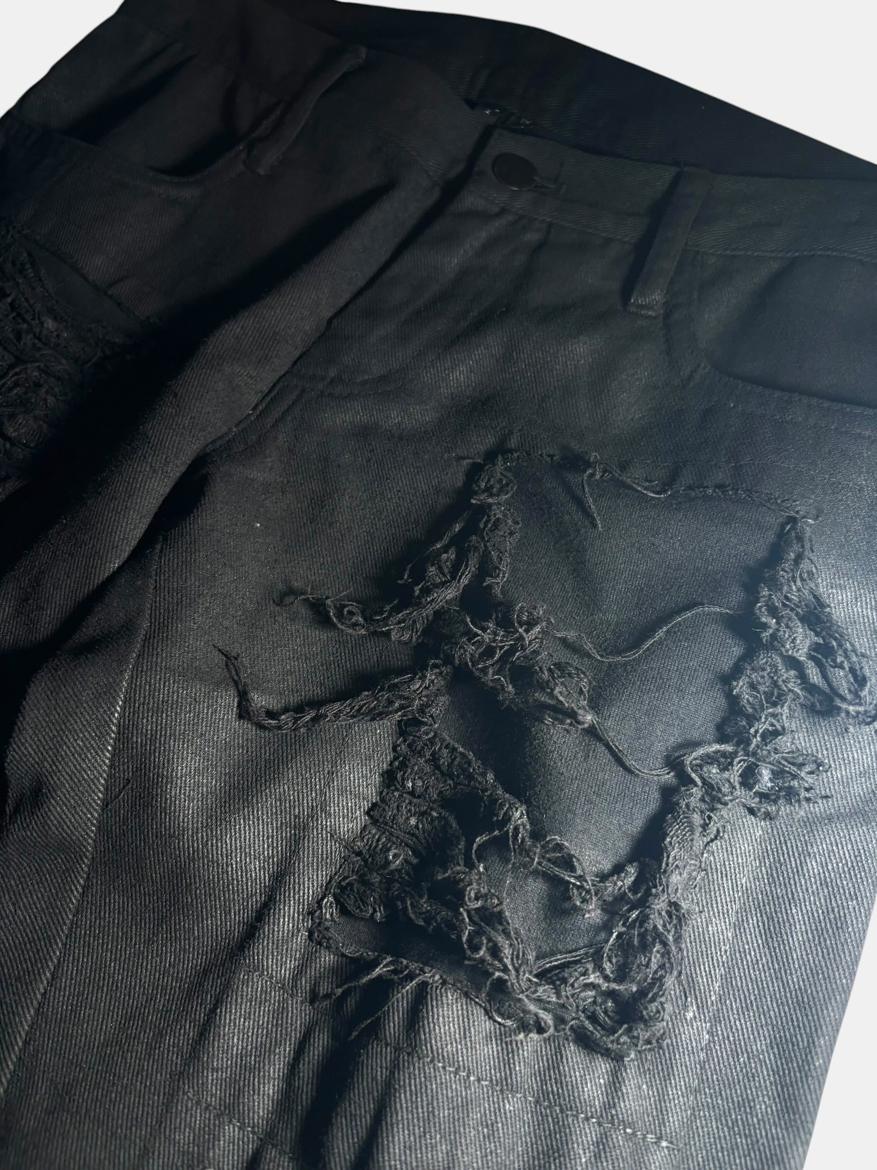 CHRISTIAN DADA Destroyed Coated Denim Pants