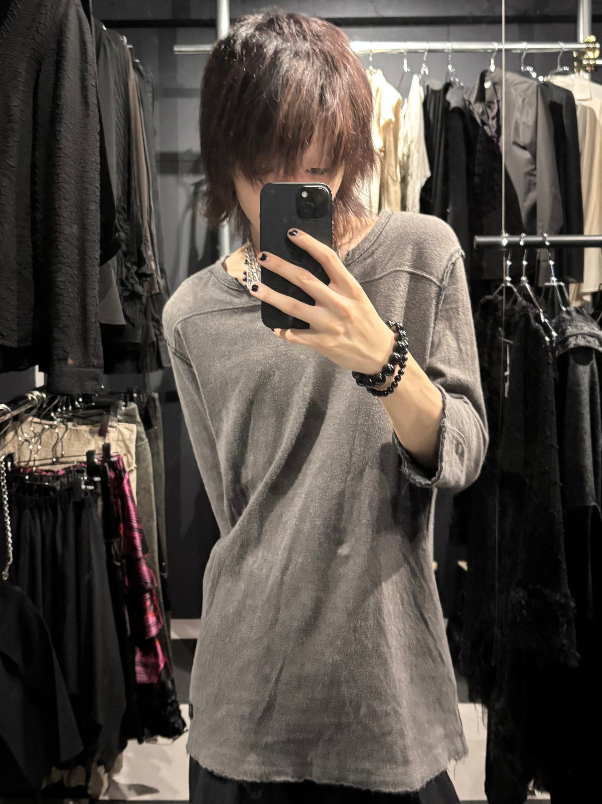 DIESEL Raw-Edge Three-Quarter Sleeve Tee