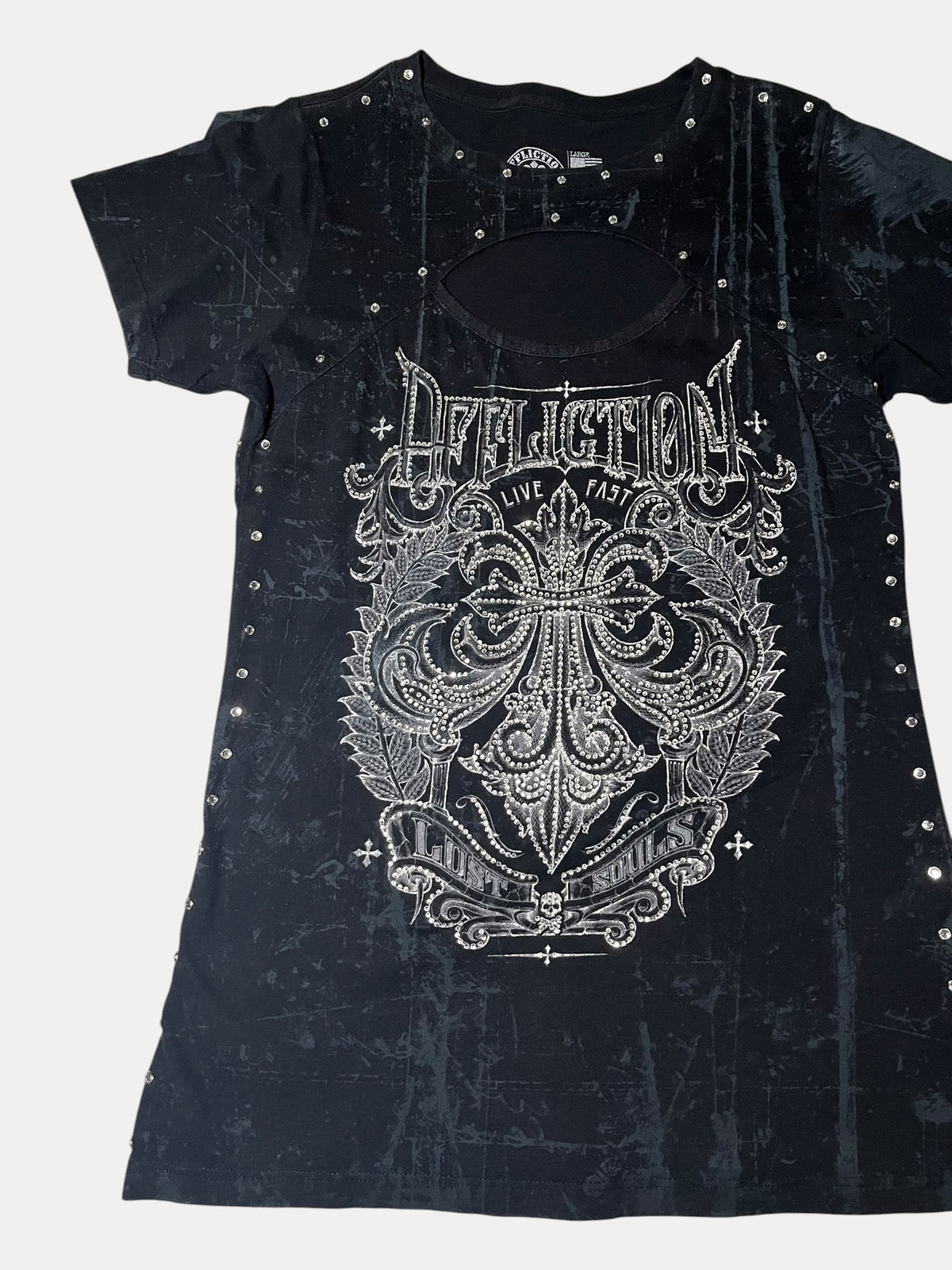 Affliction Studded Cutout Graphic T-Shirt
