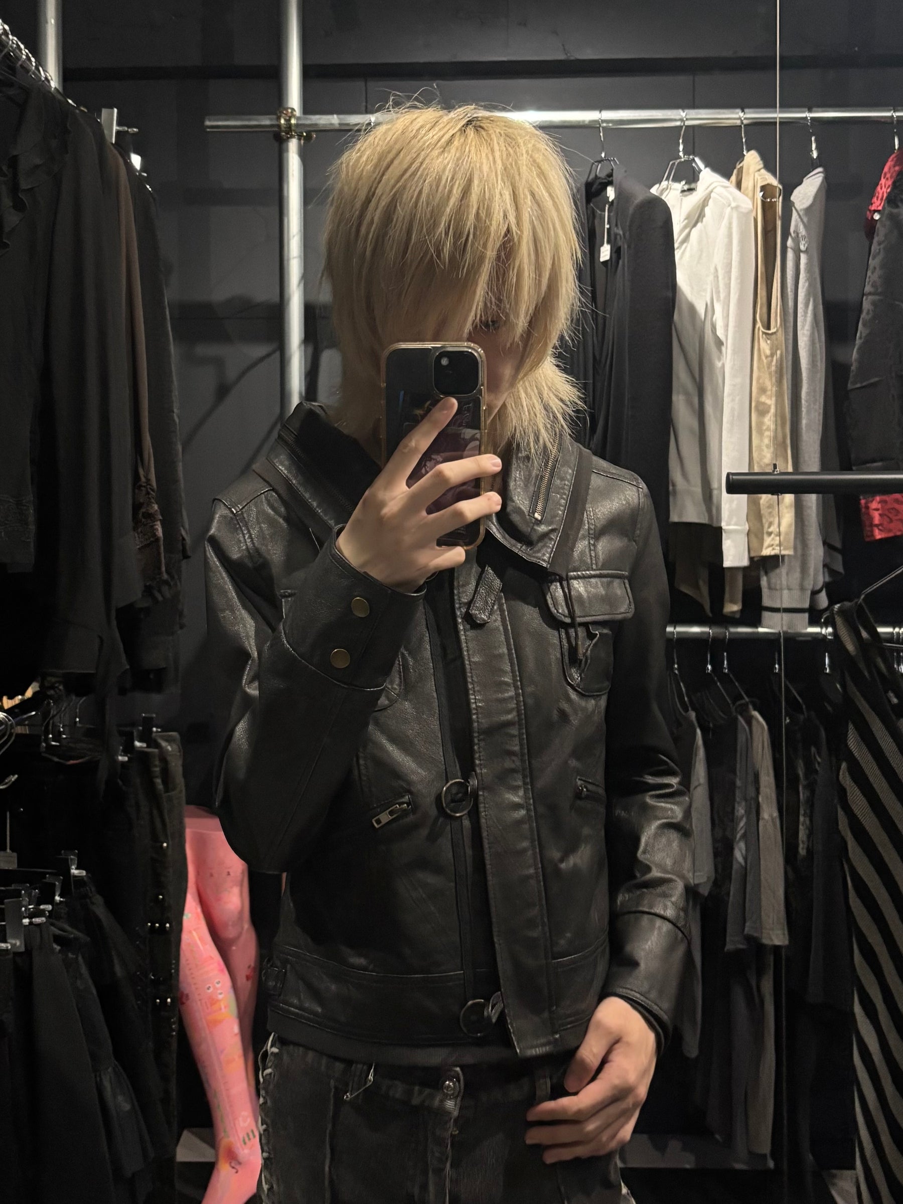 Philipp Plein D-Ring Funnel Neck Leather Jacket