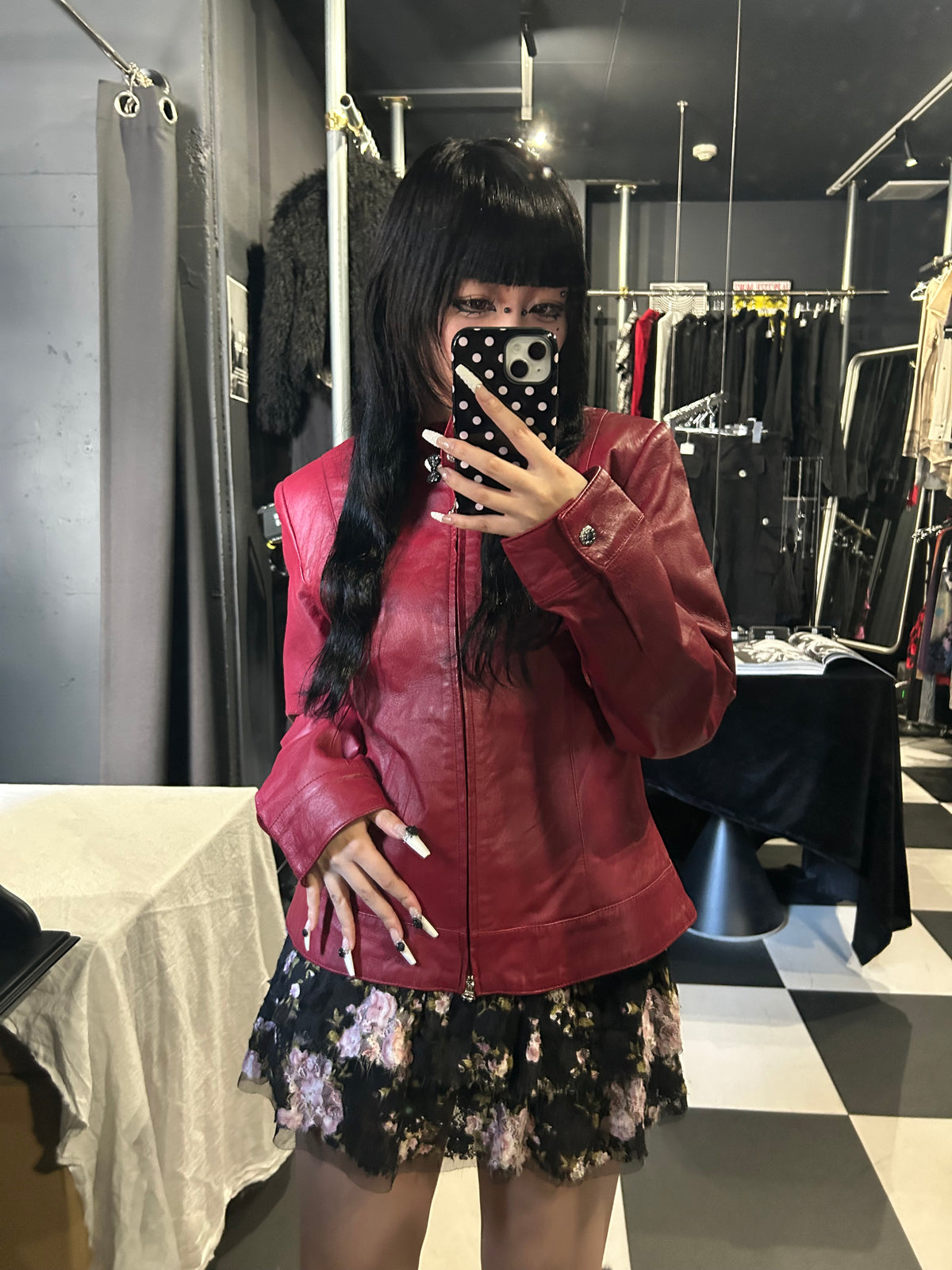 Stand-Collar Leather Jacket
