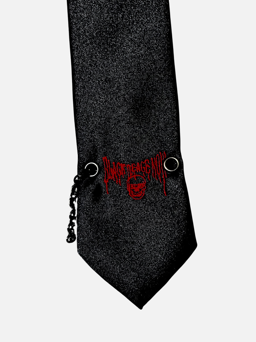 BLACK PEACE NOW Skull Chain Tie