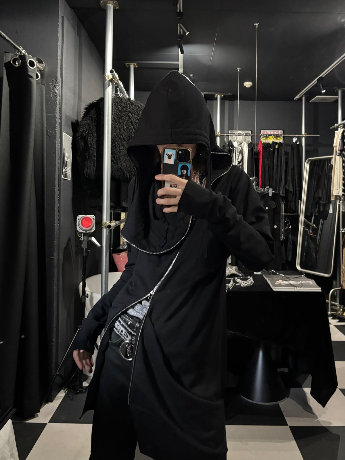 Asymmetric Zip Hooded Coat