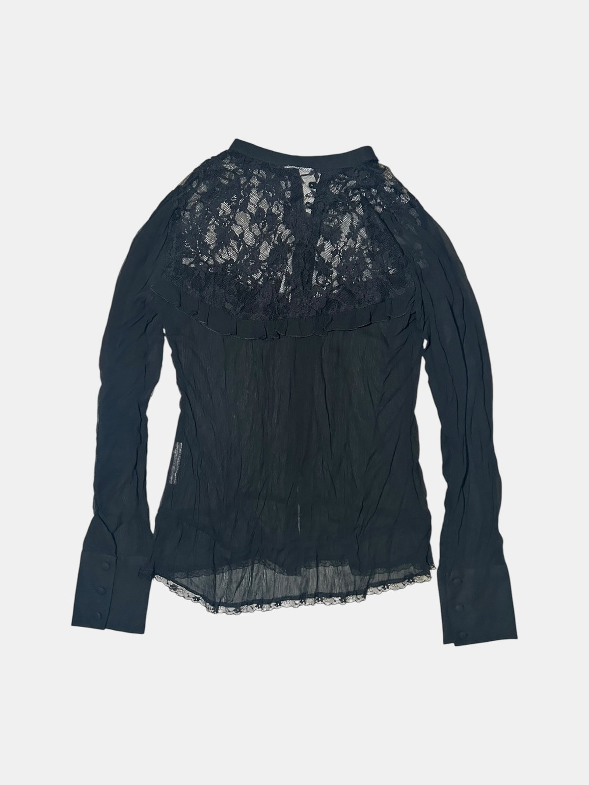 Lace-Yoke Sheer Blouse
