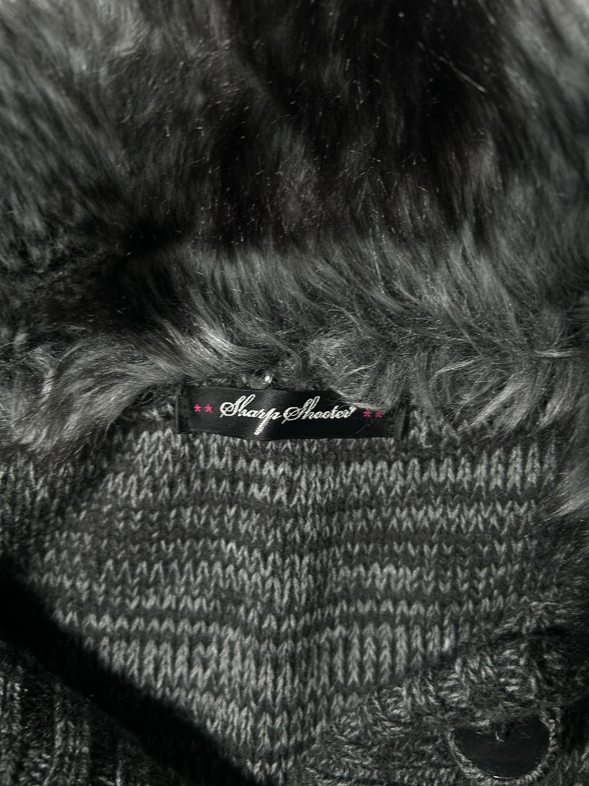 Fur-Collar Knit Cardigan