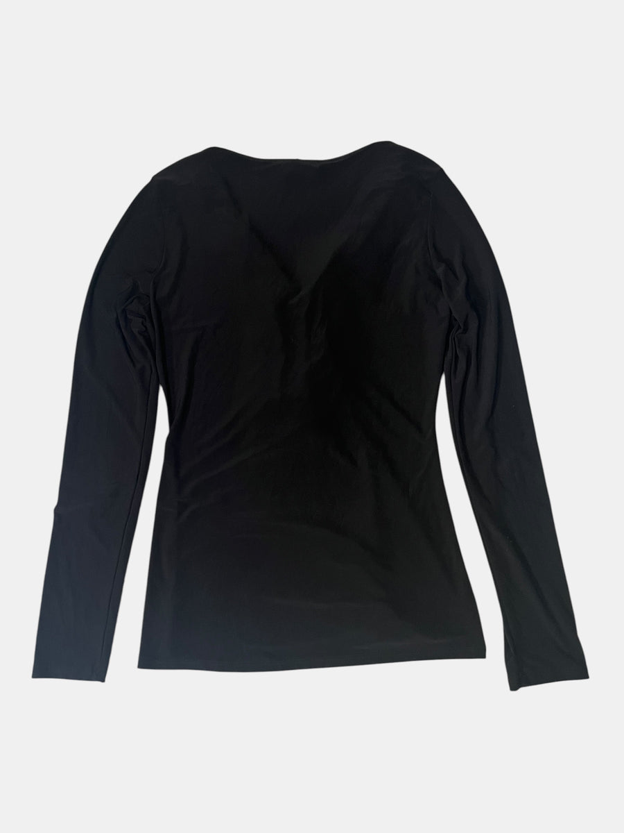 Ruffle Lace-Up Long Sleeve Top