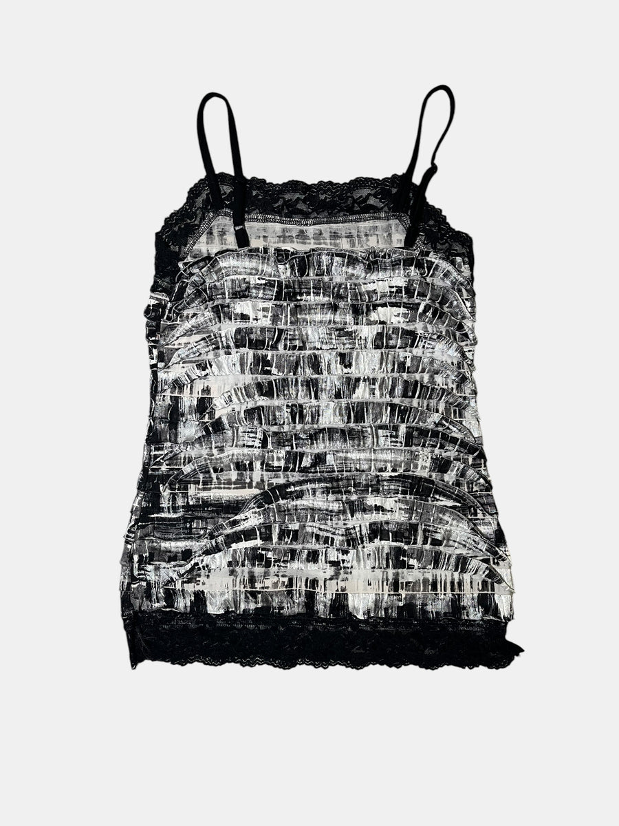 Brushstroke Print Ruffle Camisole