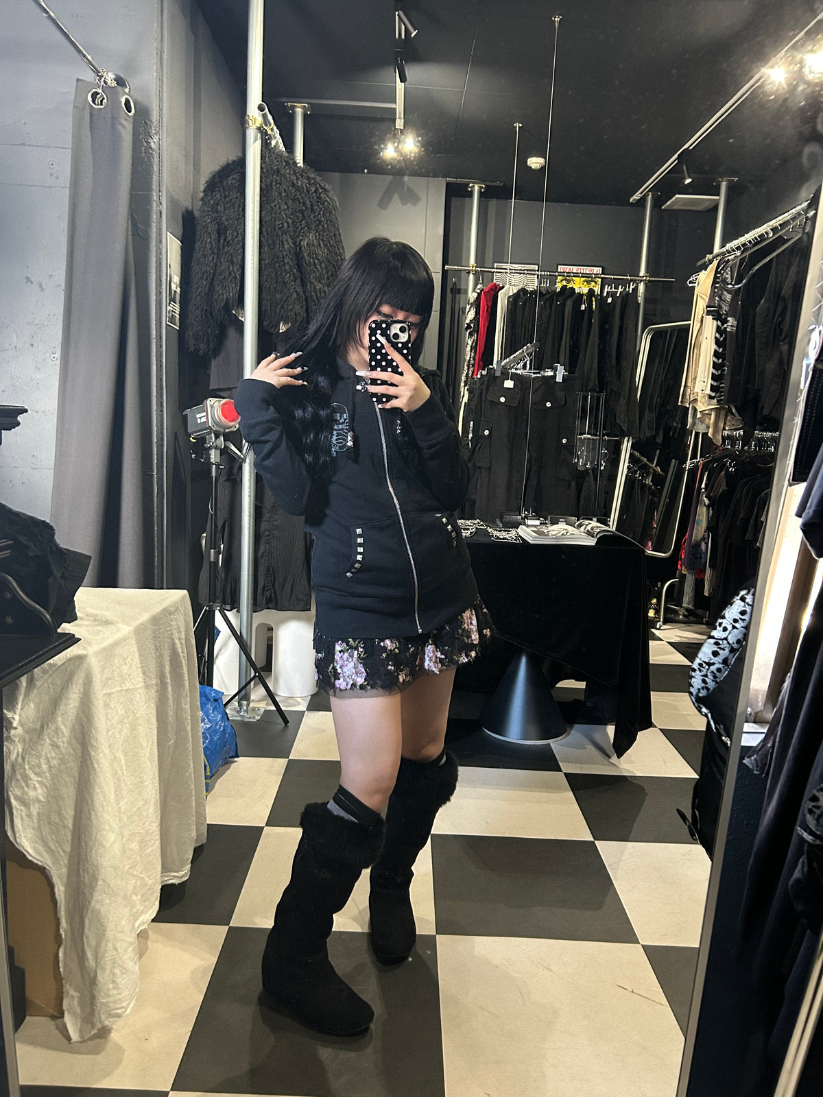 Skeleton Print Zip Hoodie