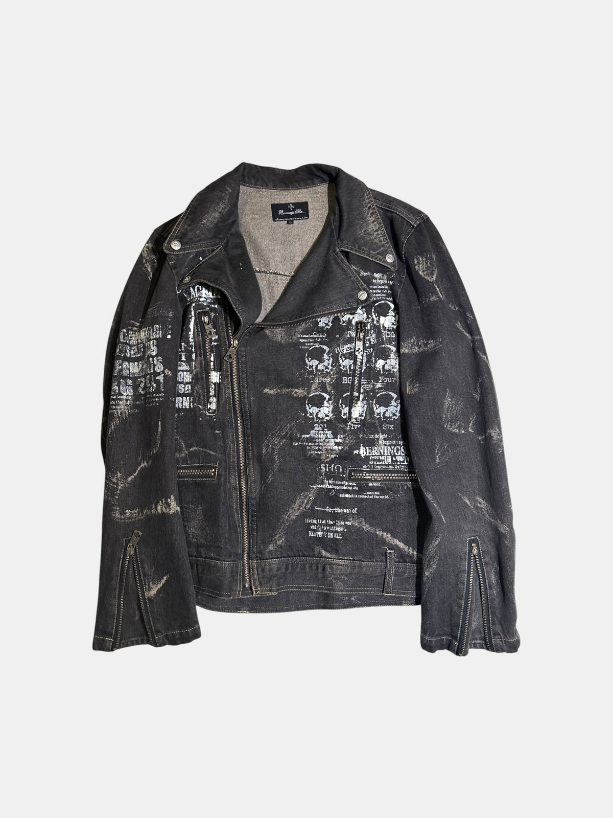 Skull Print Denim Rider Jacket