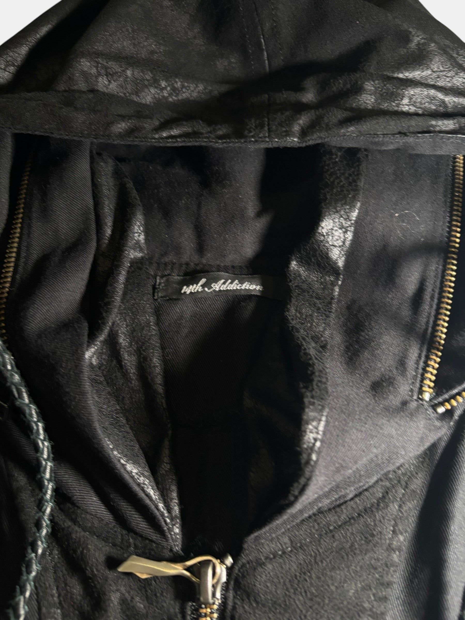14th Addiction Hybrid Leather Multi-Zip Hooded Jacket