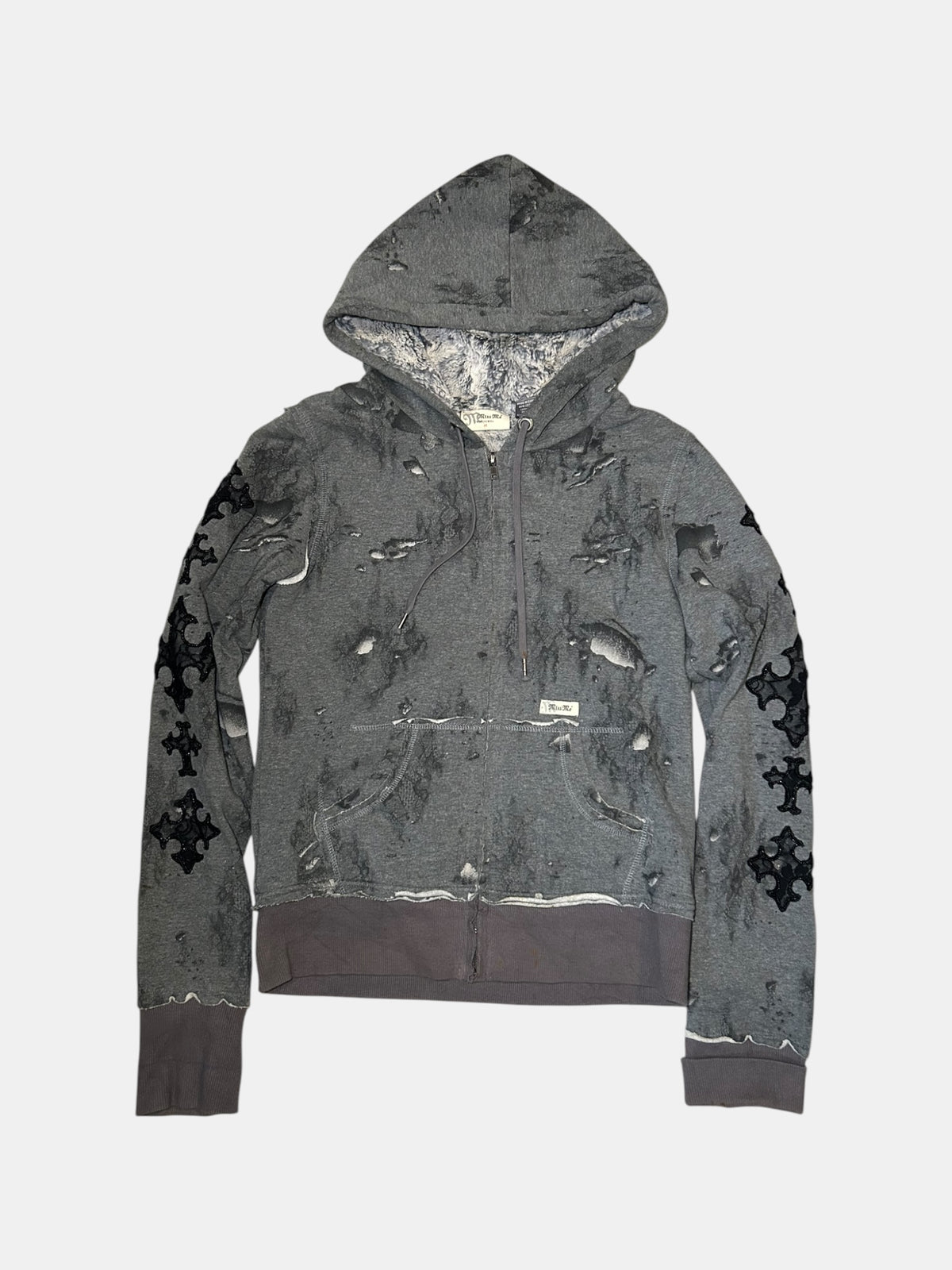 Cross-Applique Zip Hoodie