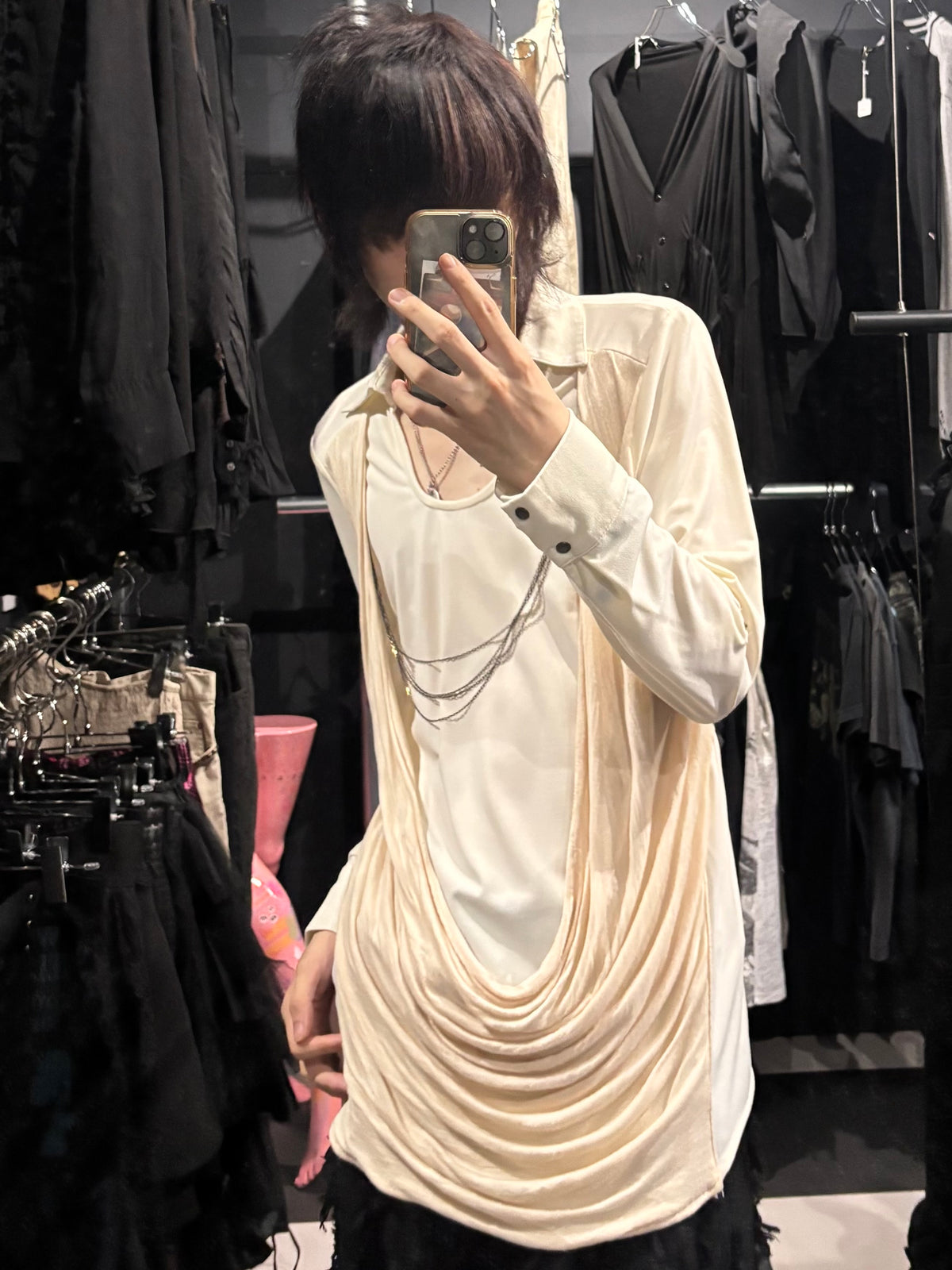 Rozen Kavalier Draped Cowl-Neck Top