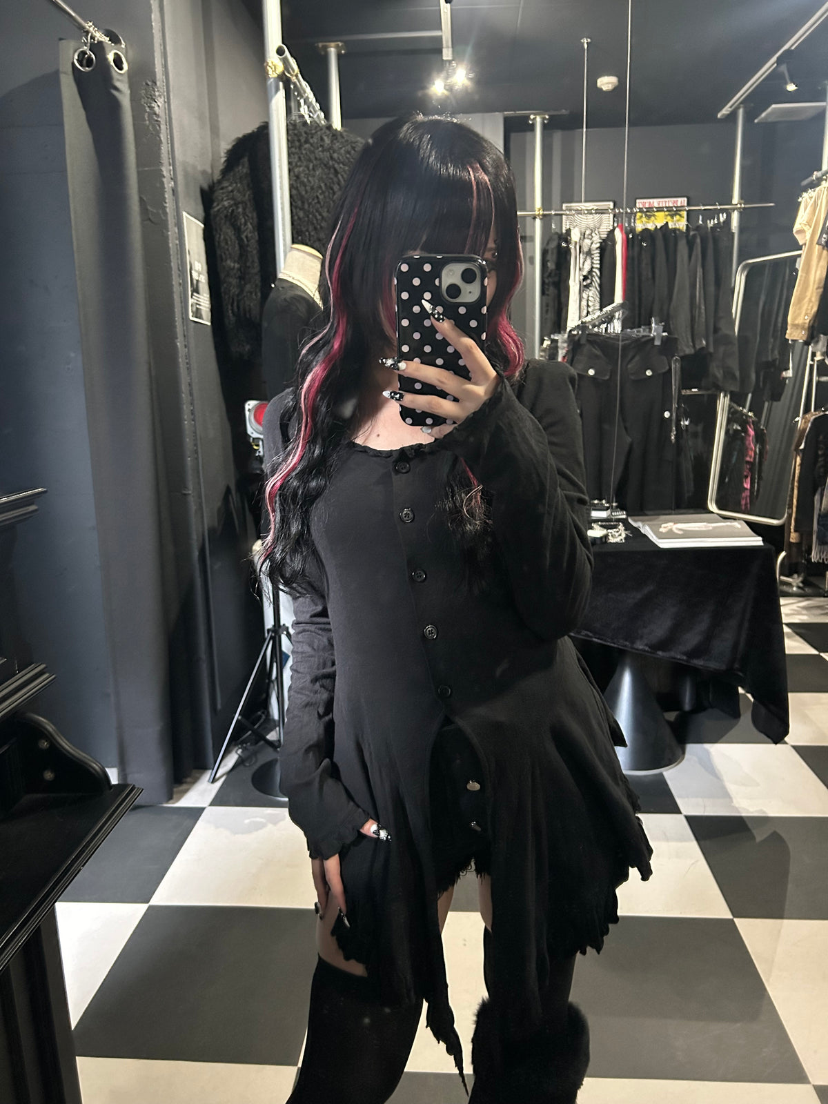 Pointed-Hem Button-Up Top