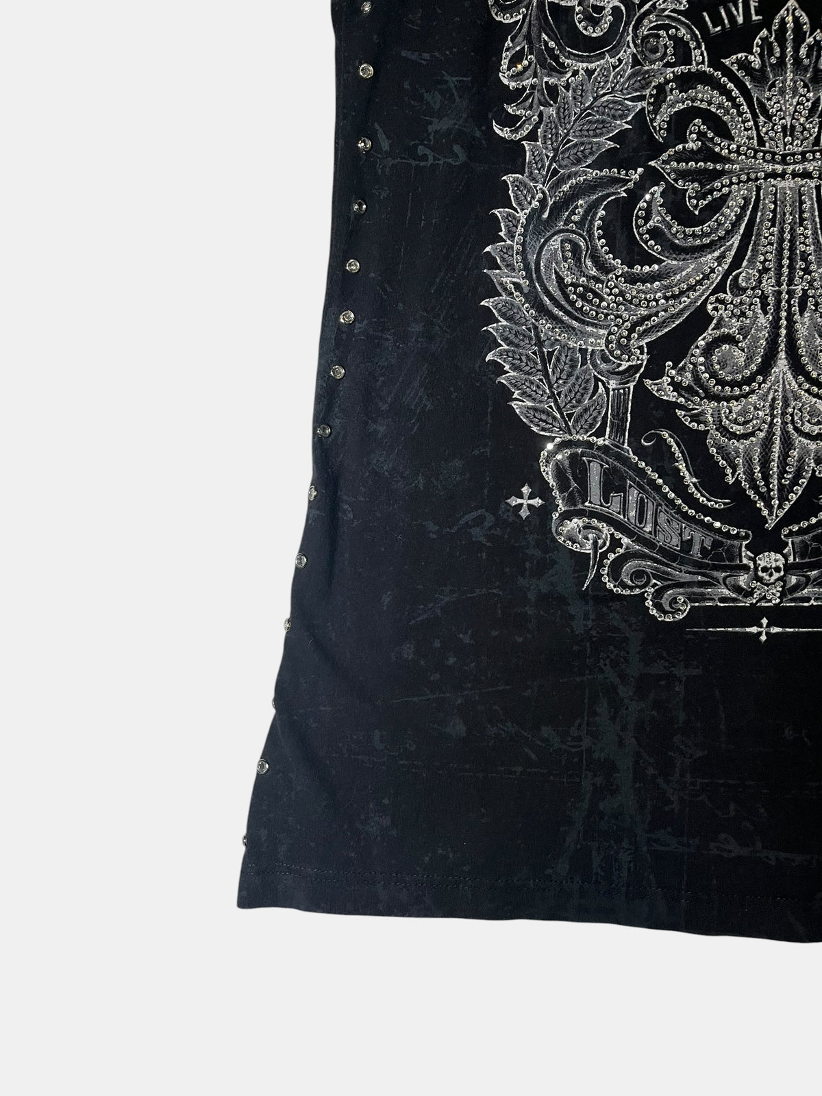 Affliction Studded Cutout Graphic T-Shirt