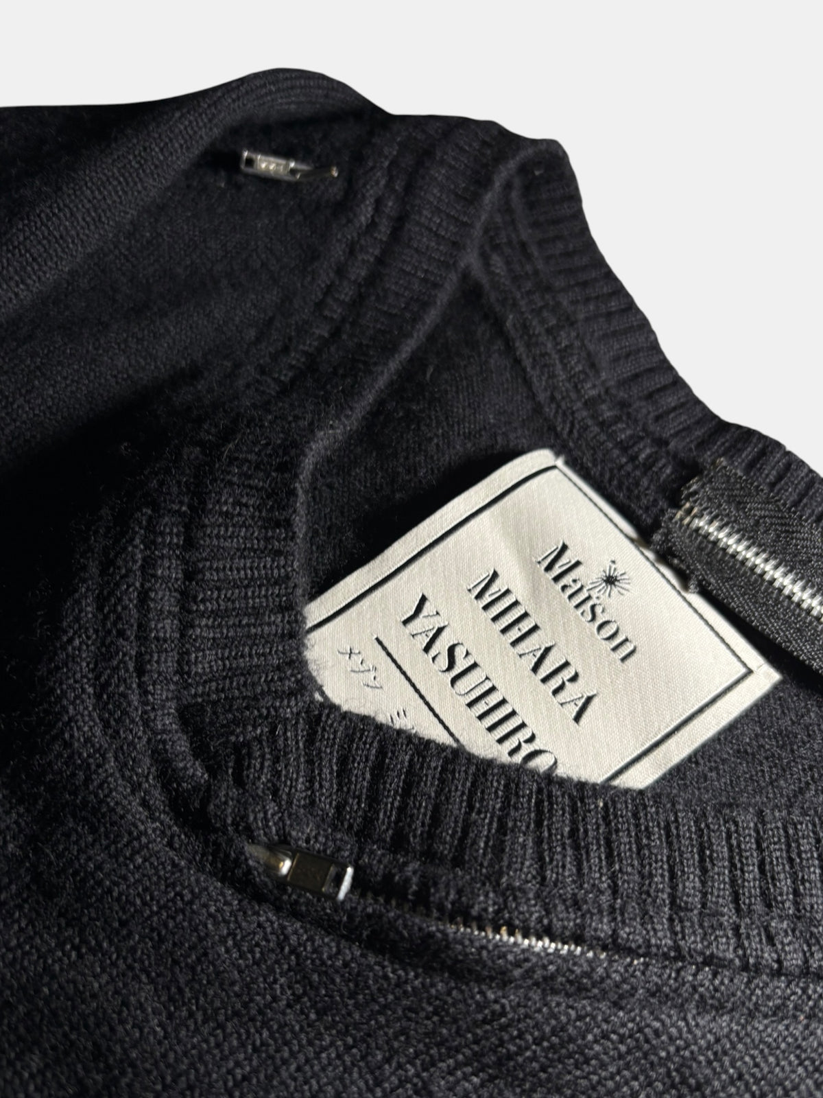 Zip-Detail V-Neck Sweater