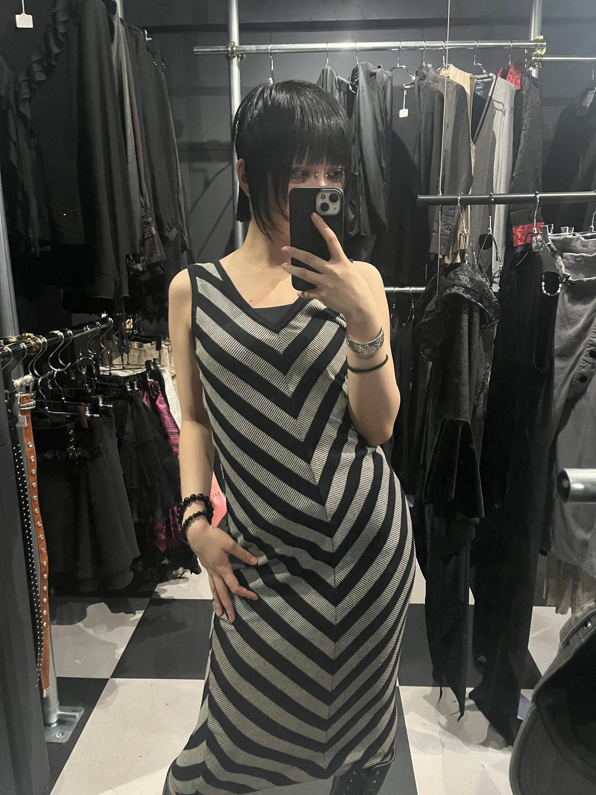 Chevron Stripe Bodycon Midi Dress