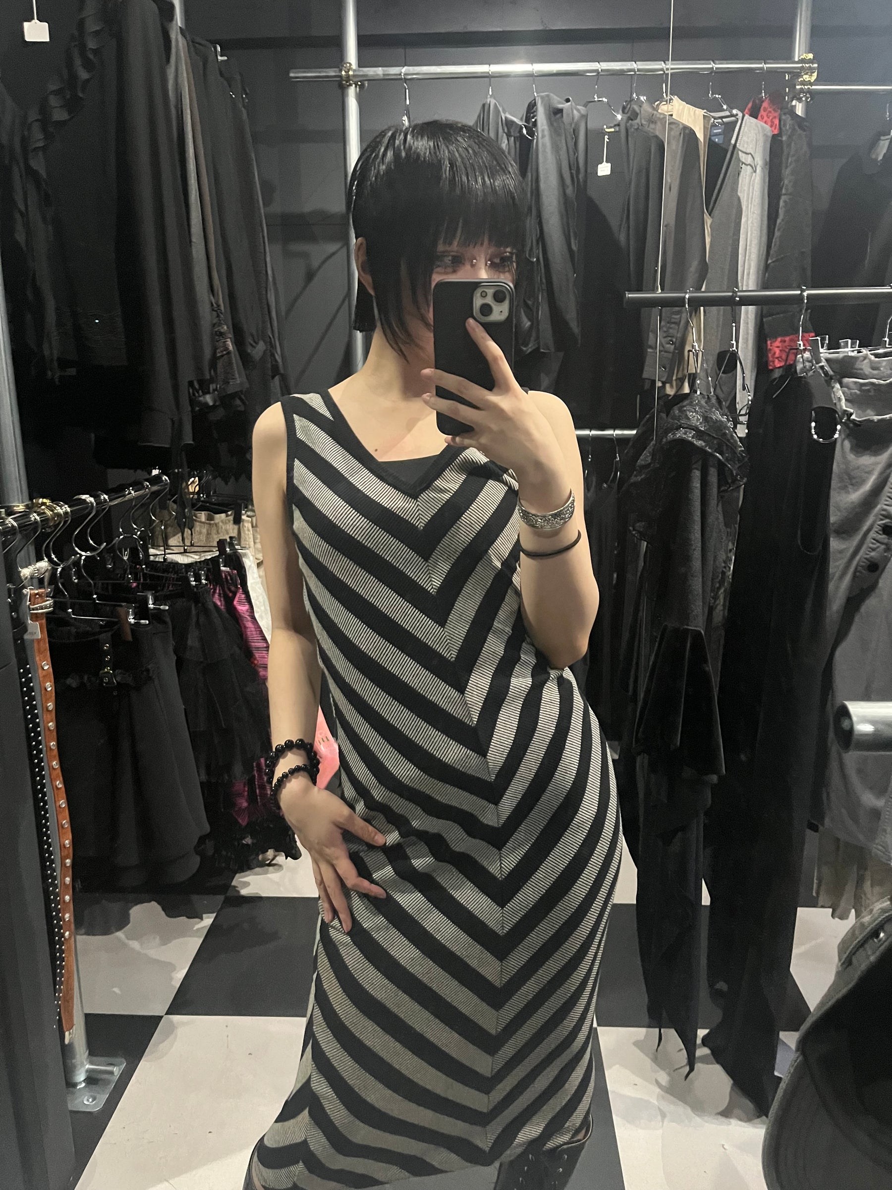 Chevron Stripe Bodycon Midi Dress