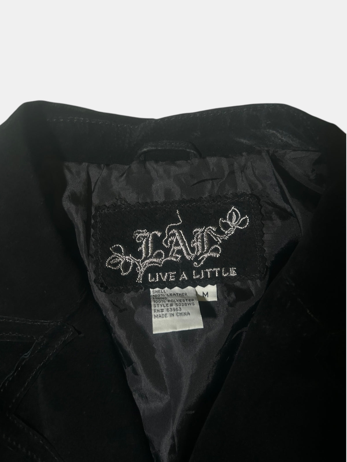 Ornate-Button Leather Jacket