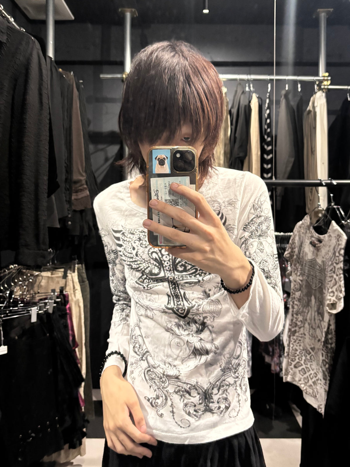 Y2K Embellished Cross Long-Sleeve T-Shirt