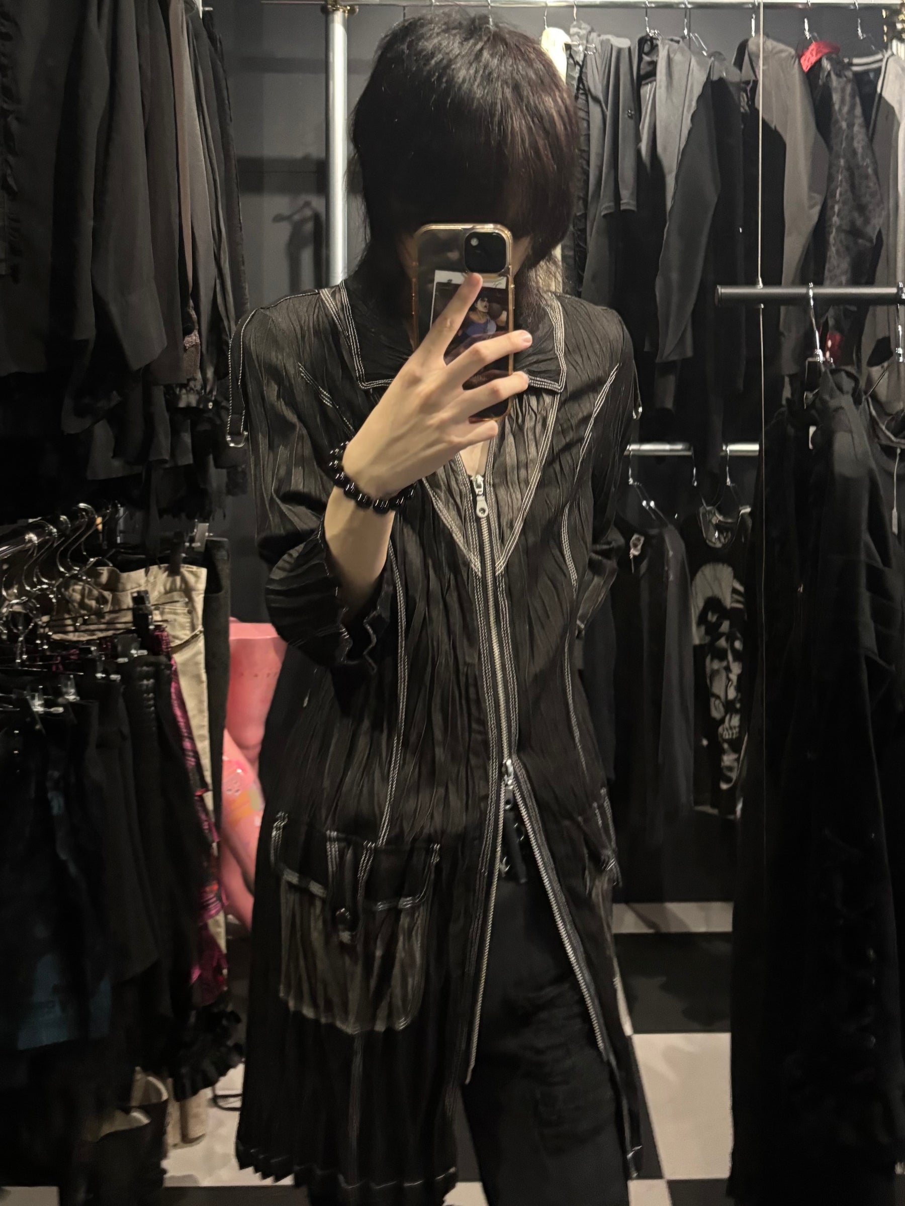 Alison Sheri Crinkle Zip Coat