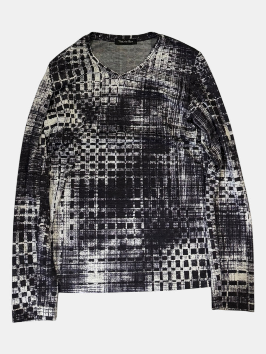 Tornado Mart Grid Print Long-Sleeve Top