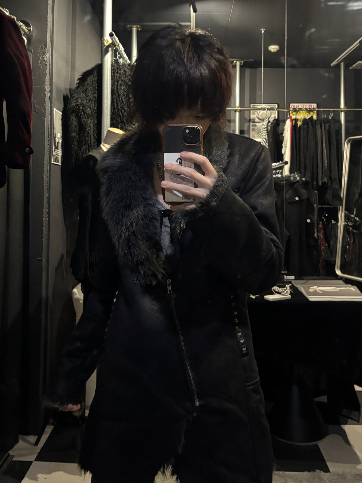 Fur-Collar Rider Coat
