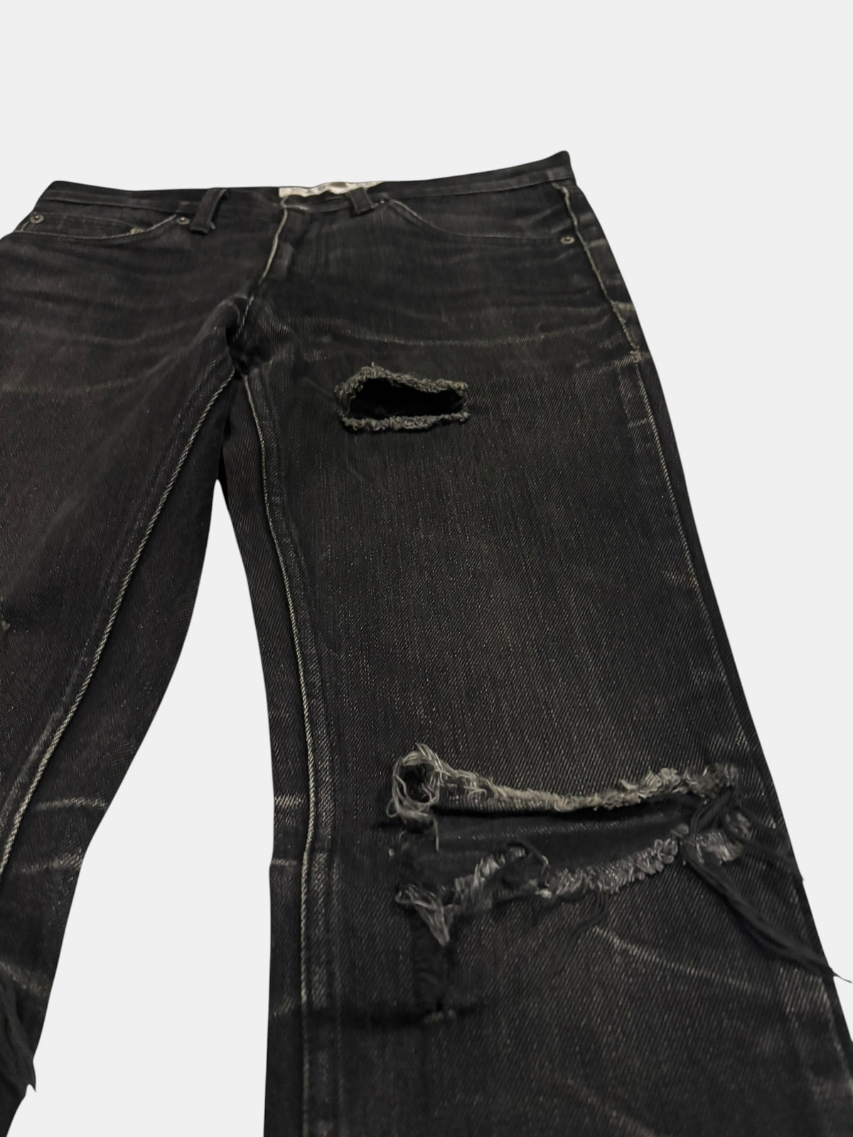 JOHN LAWRENCE SULLIVAN Distressed Black Denim Jeans