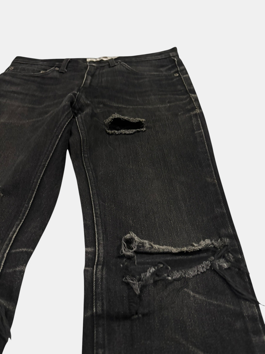 JOHN LAWRENCE SULLIVAN Distressed Black Denim Jeans