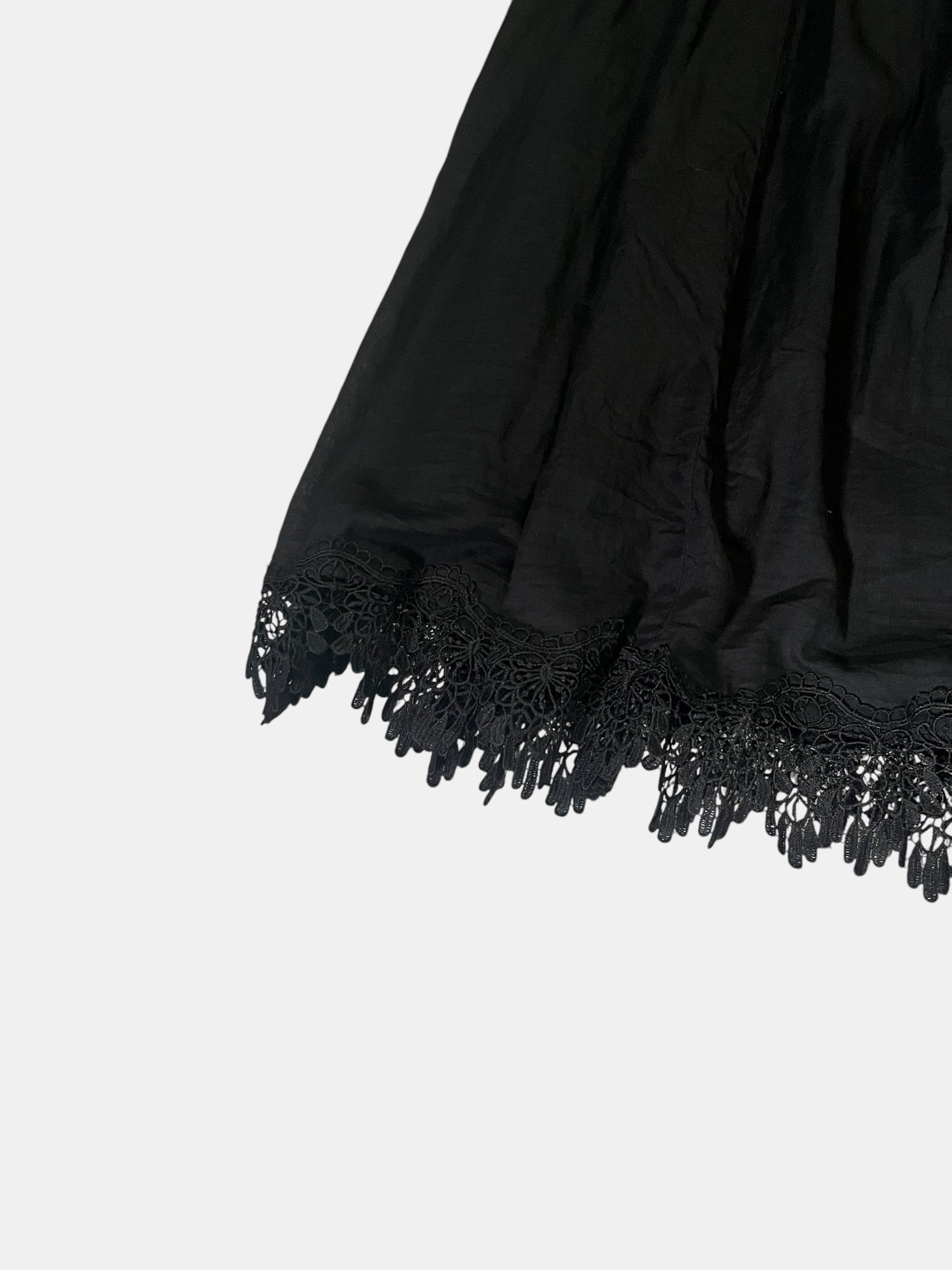 Gothic Lace-Hem Tiered Maxi Skirt
