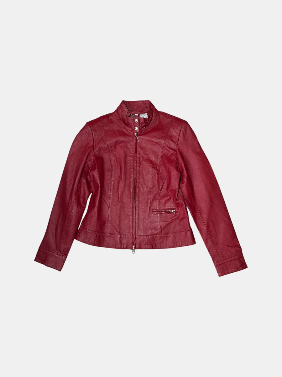 Stand-Collar Leather Jacket