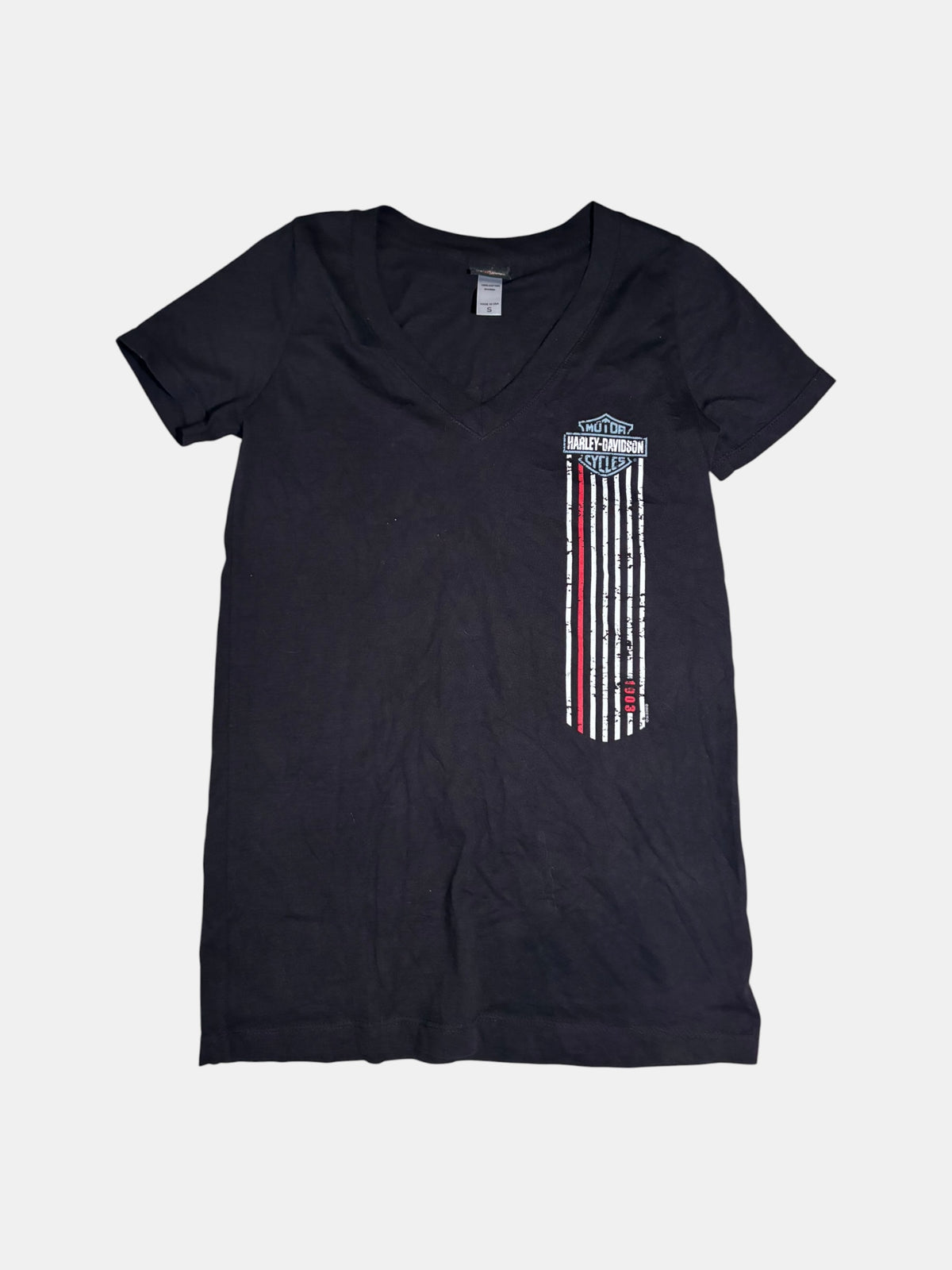 Striped Logo V-Neck T-Shirt