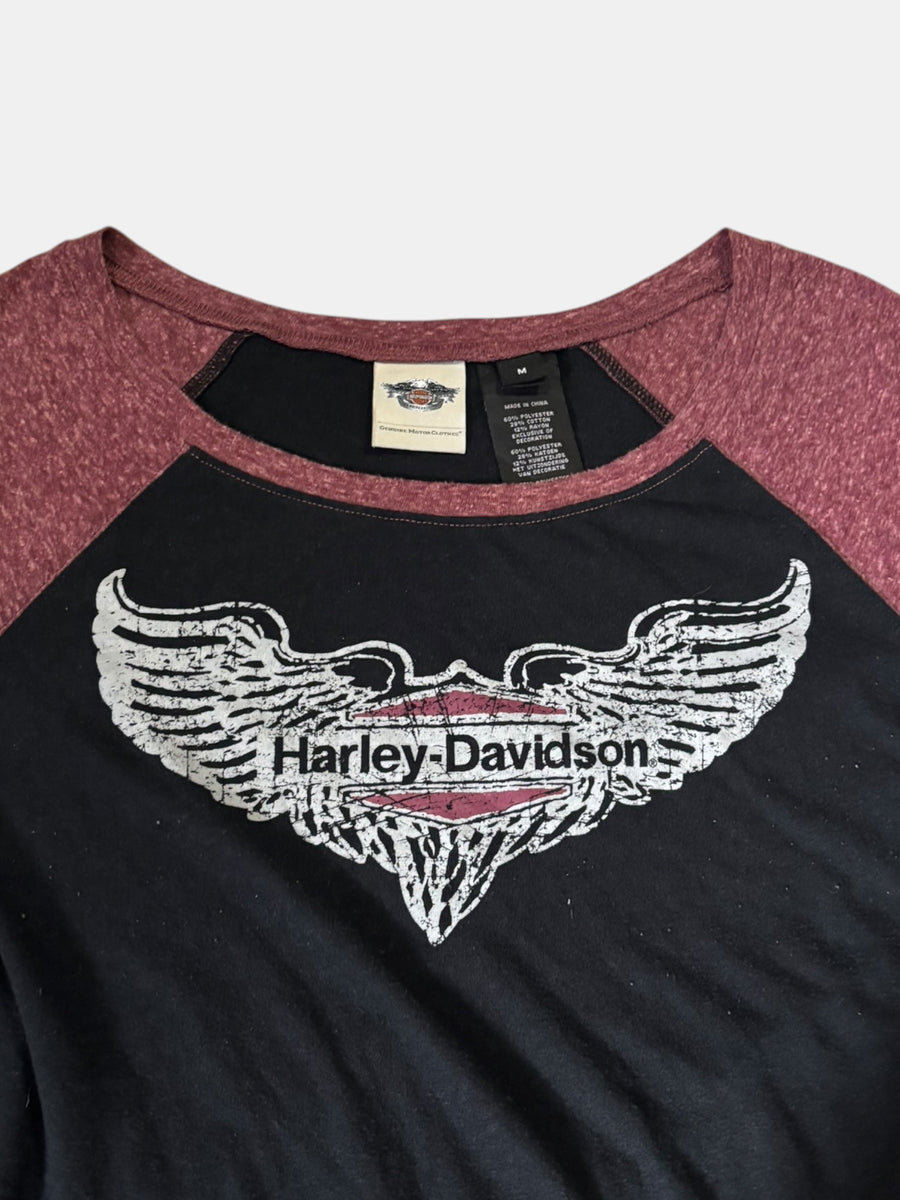 Harley-Davidson Wing Print Raglan Baseball Tee