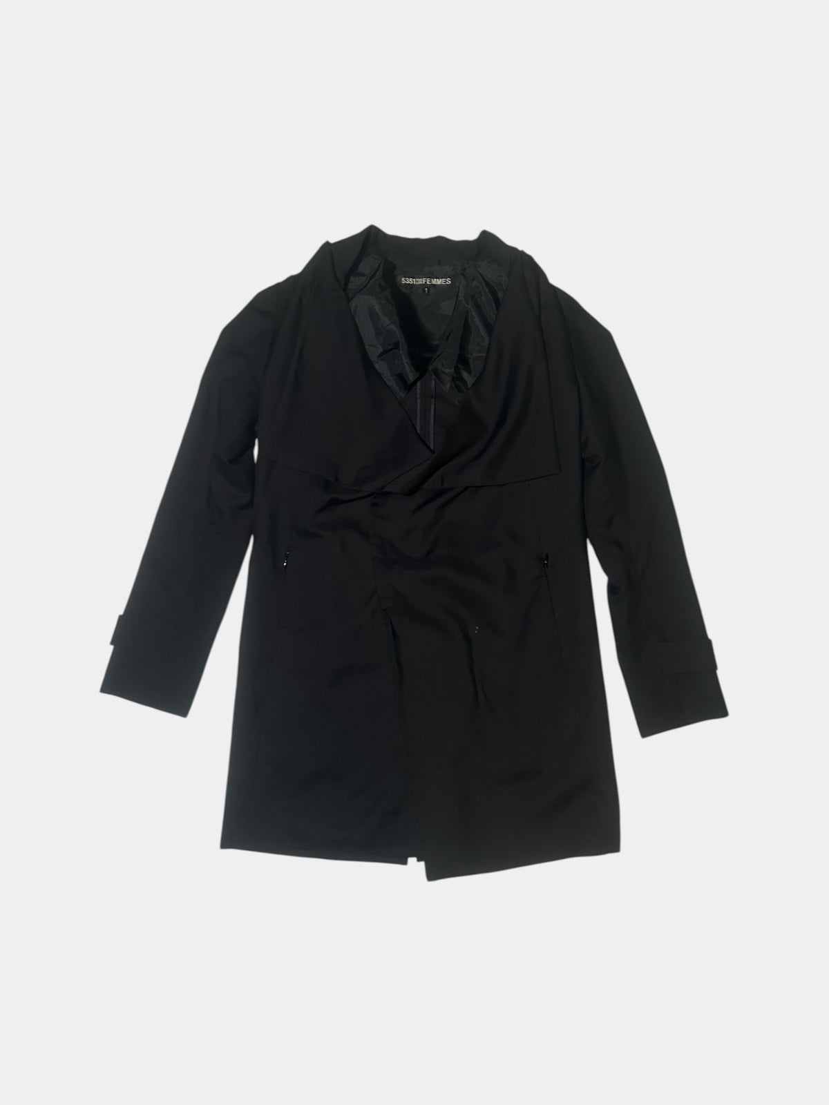Draped Collar Long Jacket