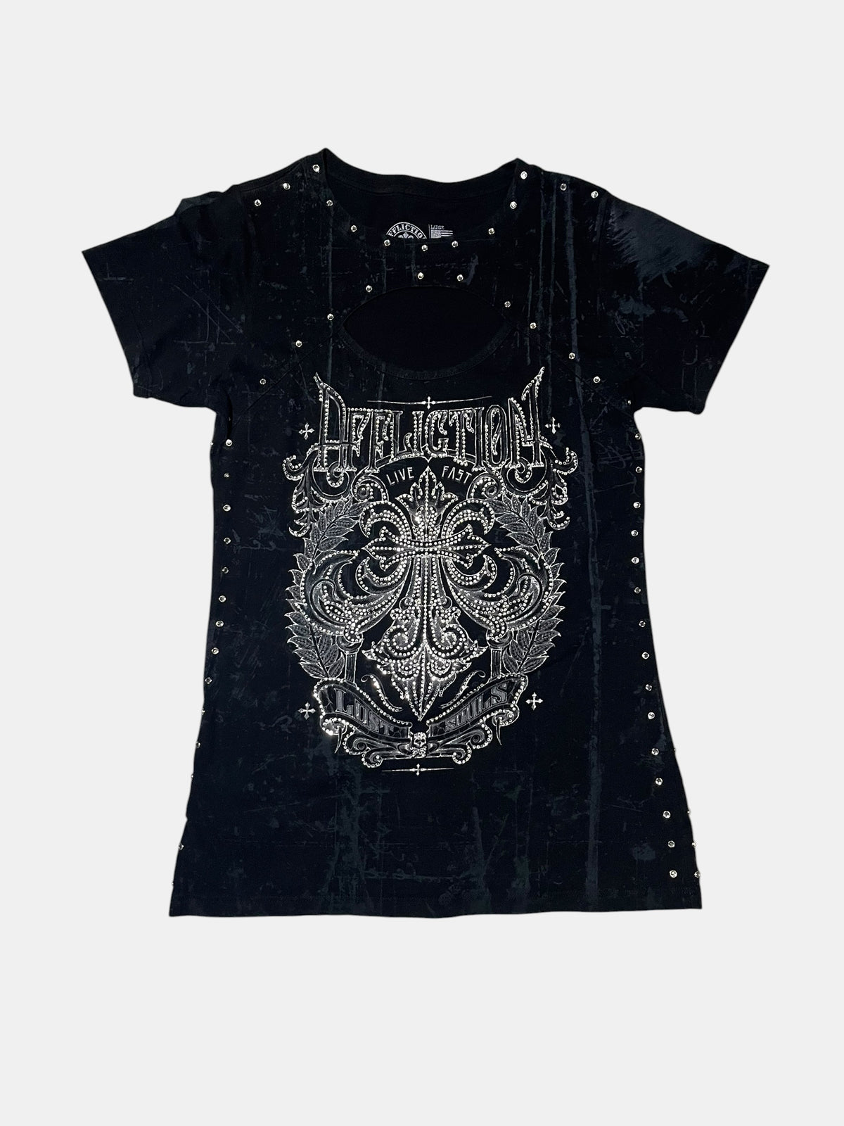 Affliction Studded Cutout Graphic T-Shirt
