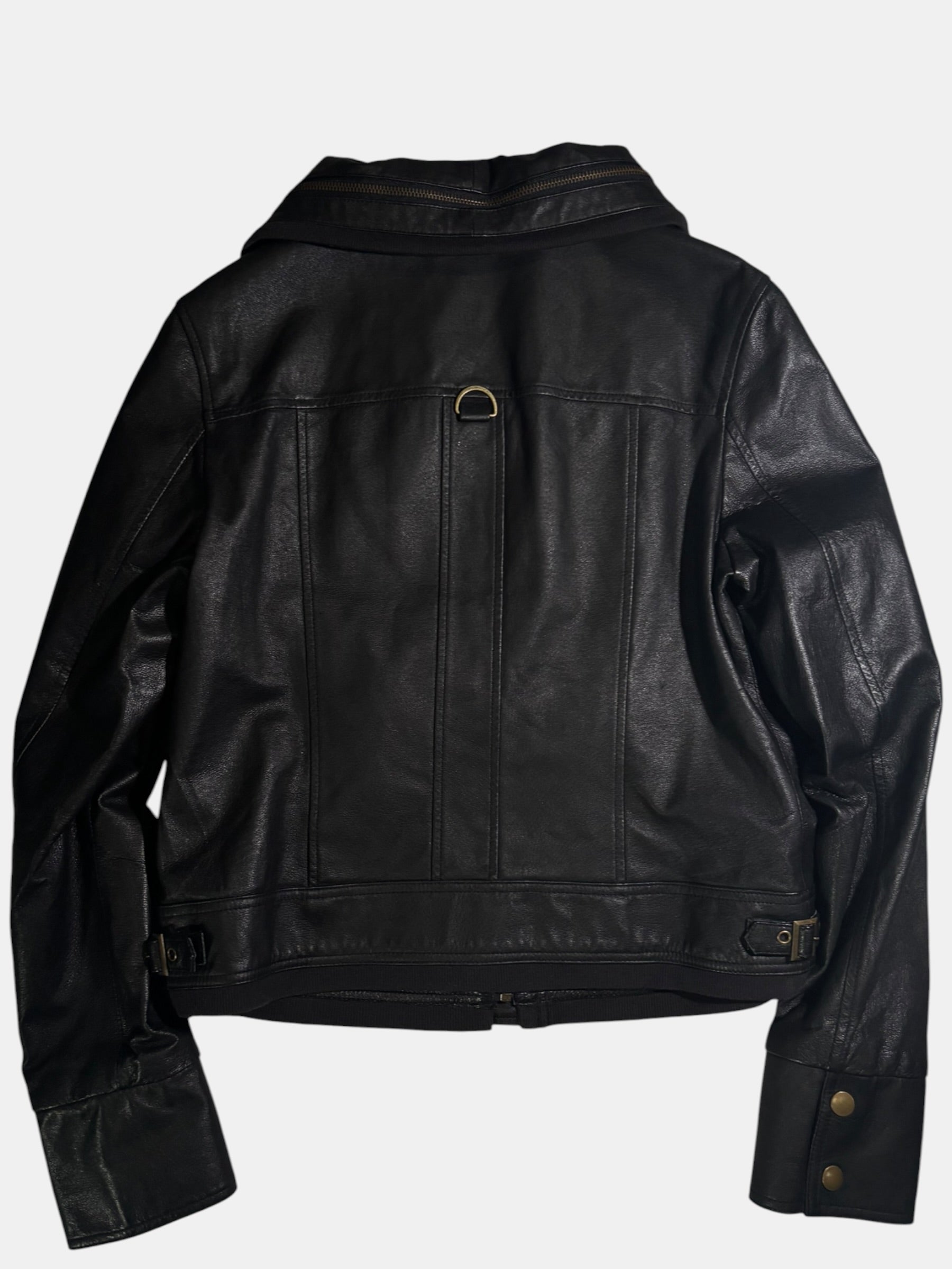 Philipp Plein D-Ring Funnel Neck Leather Jacket
