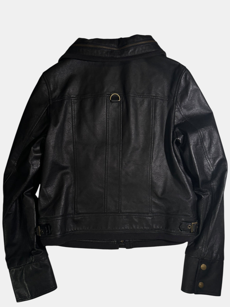 Philipp Plein D-Ring Funnel Neck Leather Jacket