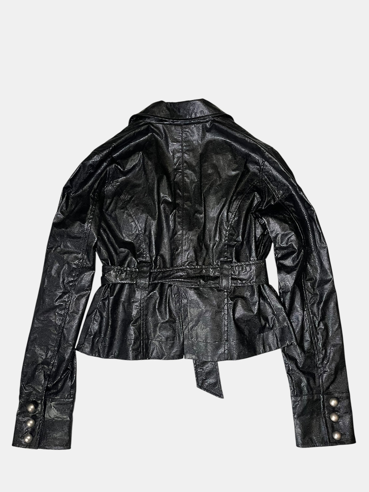 Faux Leather Belted Jacket