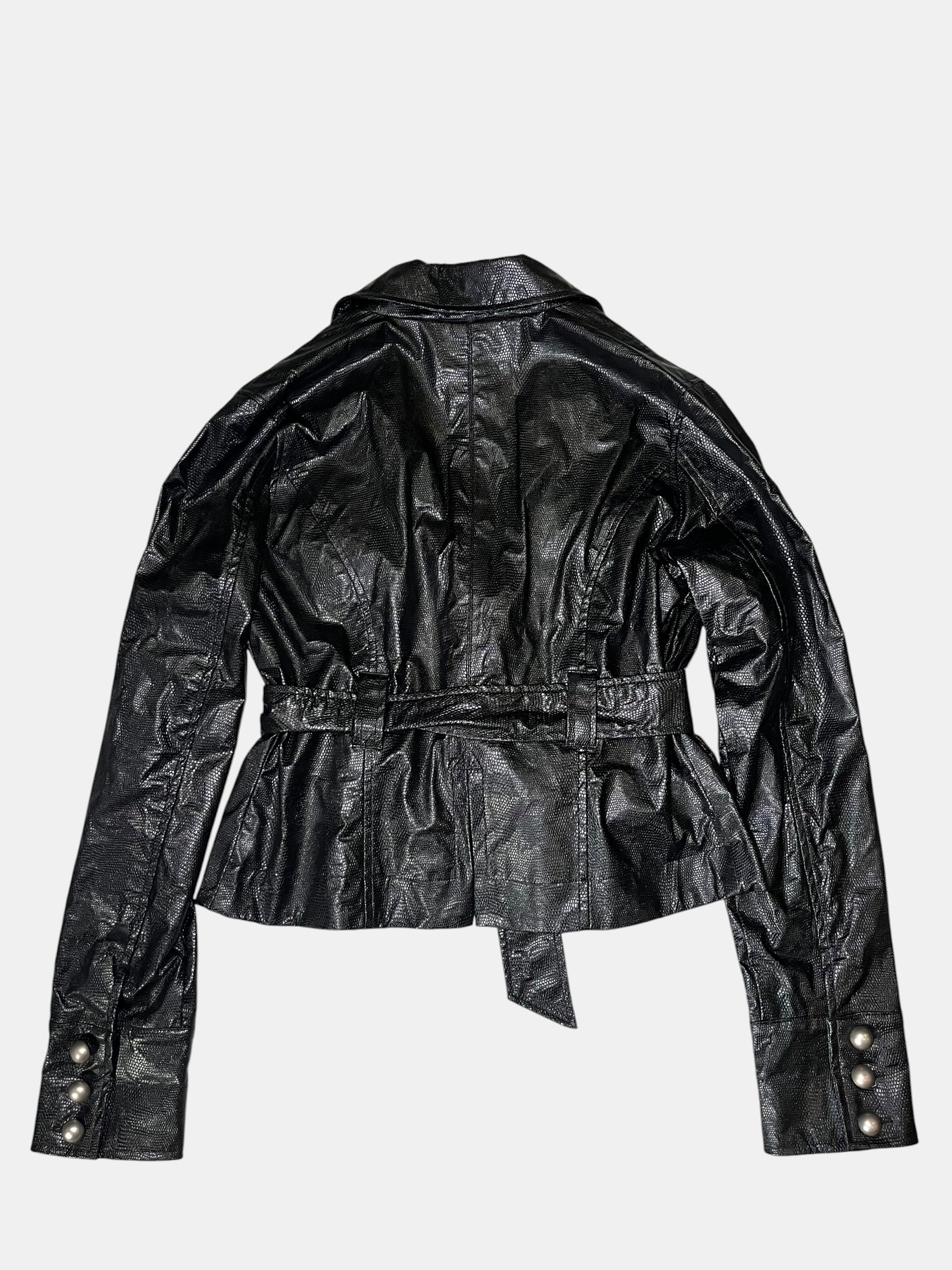 Faux Leather Belted Jacket