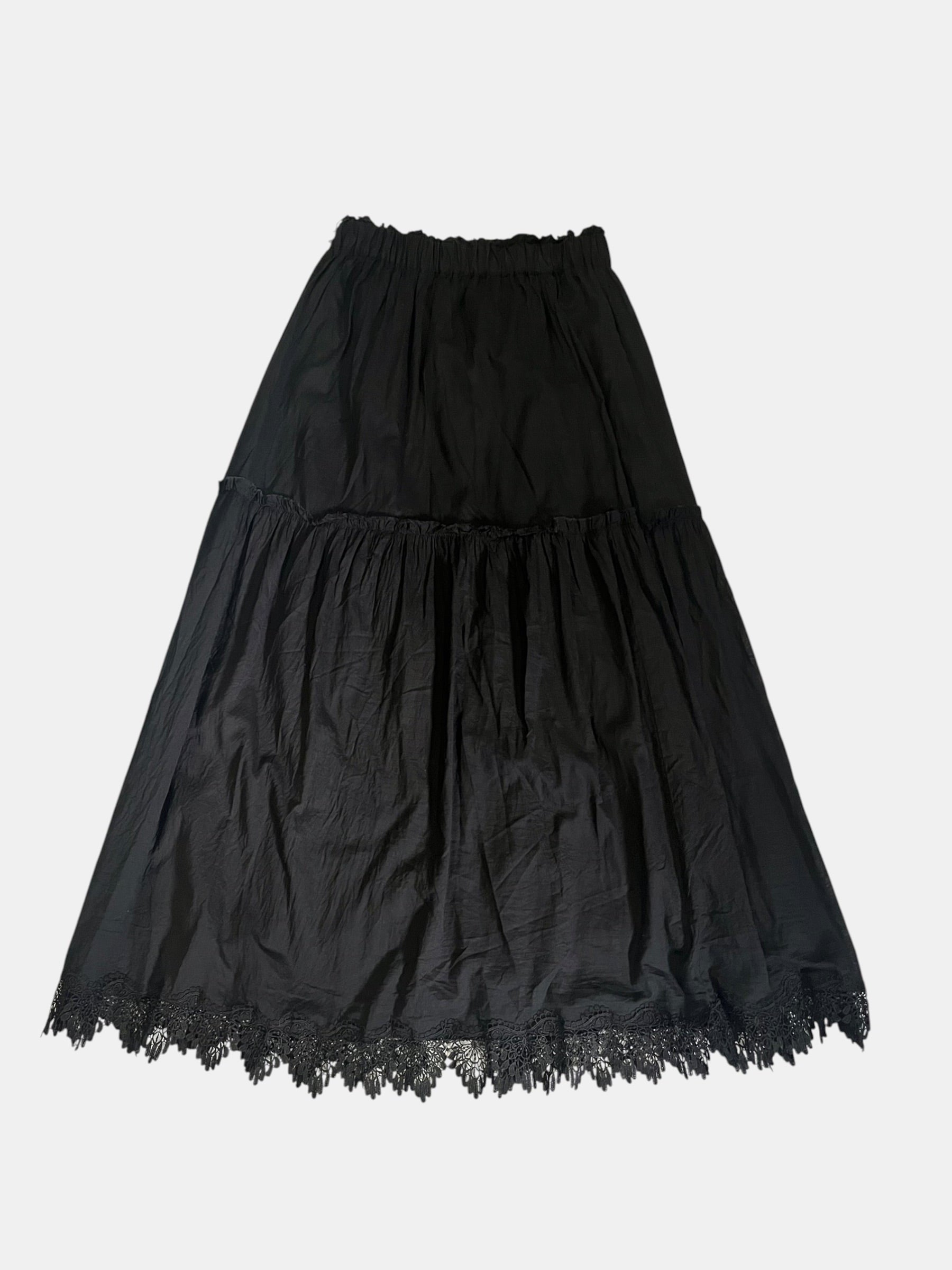 Gothic Lace-Hem Tiered Maxi Skirt
